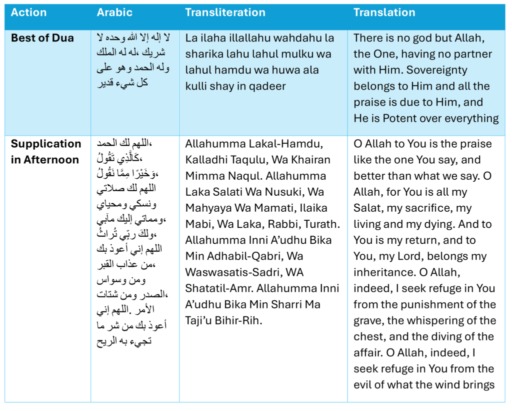 pic table hajj dua stages in arafat